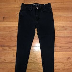 AE black super stretch short high rise jegging